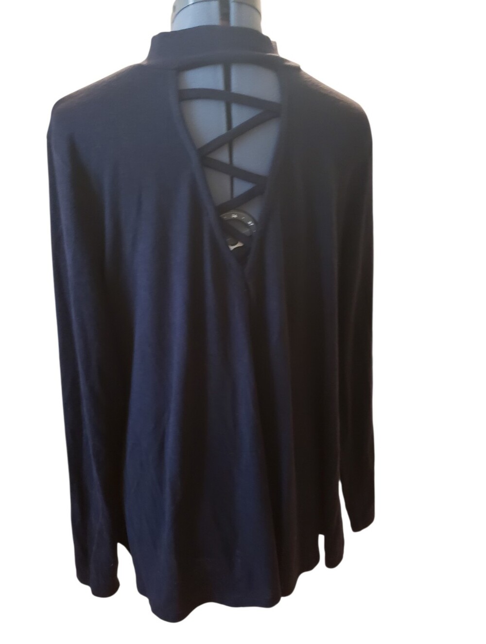 Criss Cross Back Black Long Sleeve Top Derek Heart